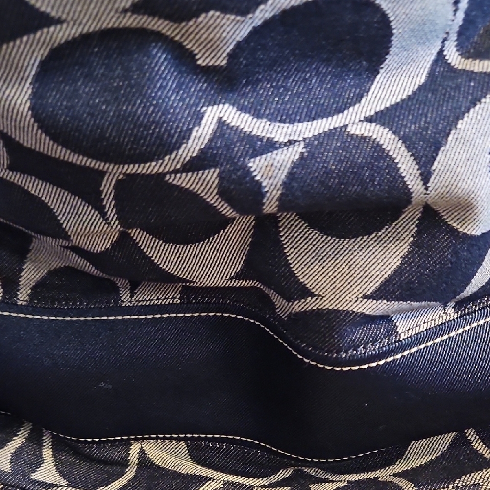 Coach Navy and Tan Signature Shoulder Bag - Picture 2 of 8